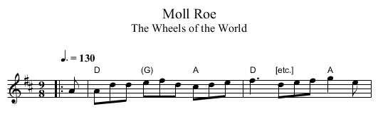 Moll Roe - staff notation