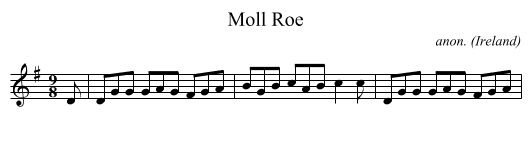Moll Roe - staff notation