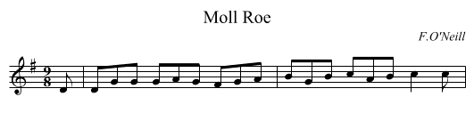 Moll Roe - staff notation
