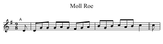 Moll Roe - staff notation