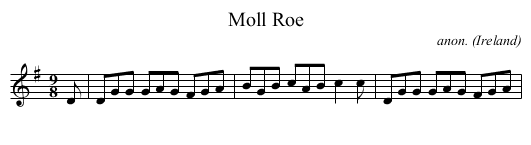 Moll Roe - staff notation