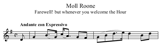 Moll Roone - staff notation