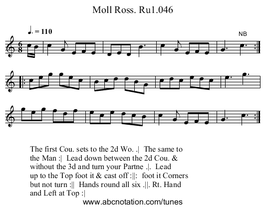 Moll Ross. Ru1.046 - staff notation