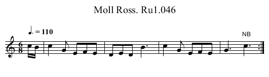 Moll Ross. Ru1.046 - staff notation