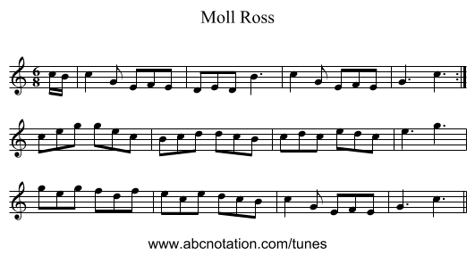 Moll Ross - staff notation