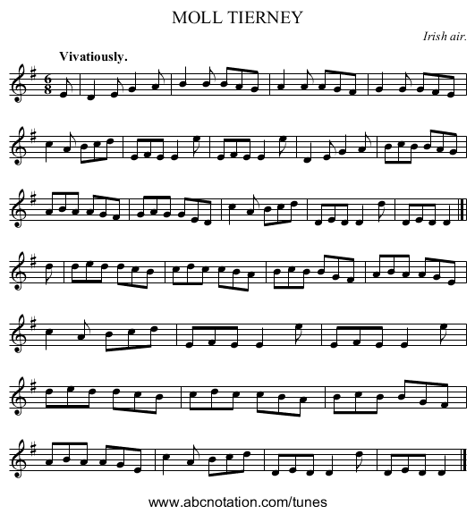 MOLL TIERNEY - staff notation