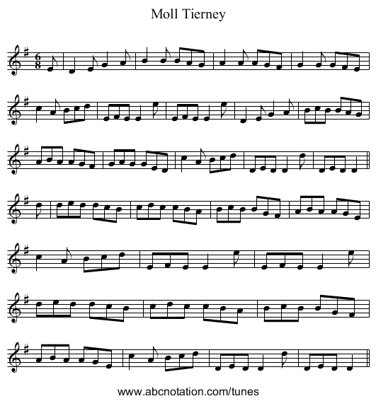 Moll Tierney - staff notation