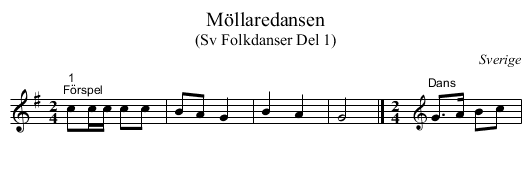 Möllaredansen - staff notation