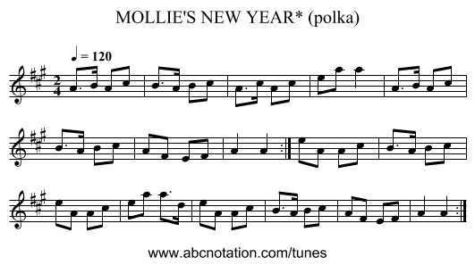 MOLLIE'S NEW YEAR* (polka) - staff notation
