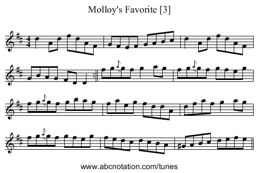 Molloy's Favorite [3] - staff notation