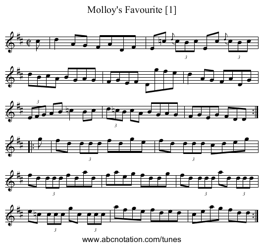 Molloy's Favourite [1] - staff notation