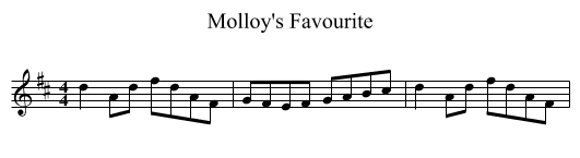 Molloy's Favourite - staff notation