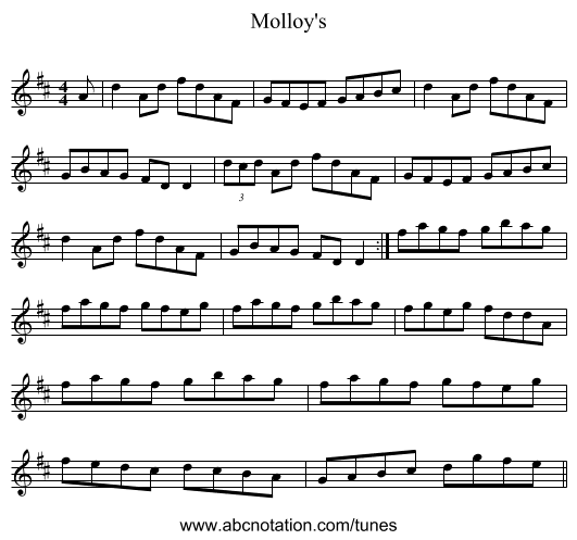 Molloy's - staff notation