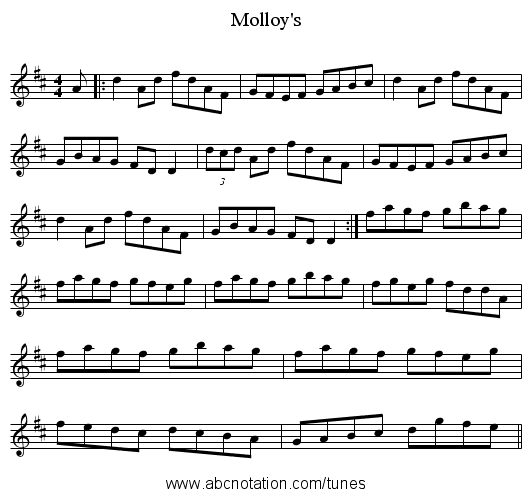 Molloy's - staff notation