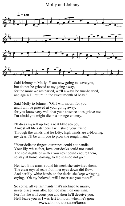 Molly and Johnny - staff notation