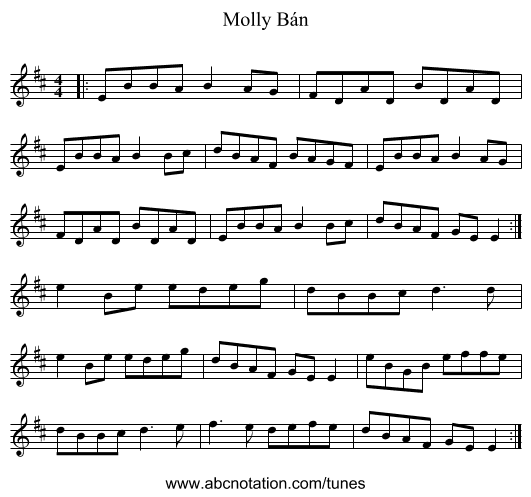 Molly Bán - staff notation