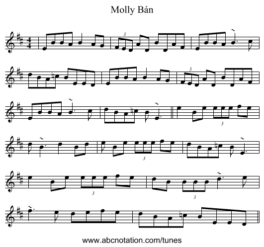 Molly Bán - staff notation