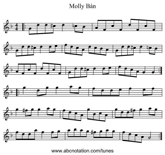 Molly Bán - staff notation