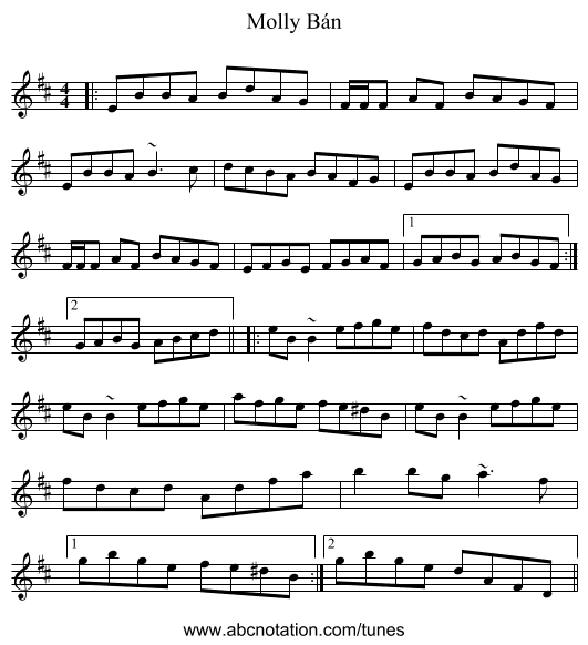 Molly Bán - staff notation