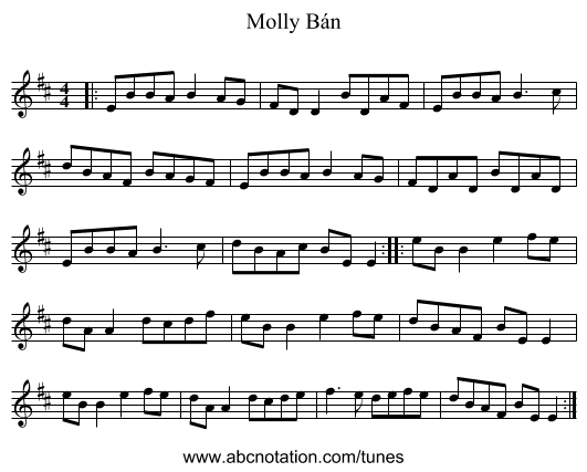 Molly Bán - staff notation