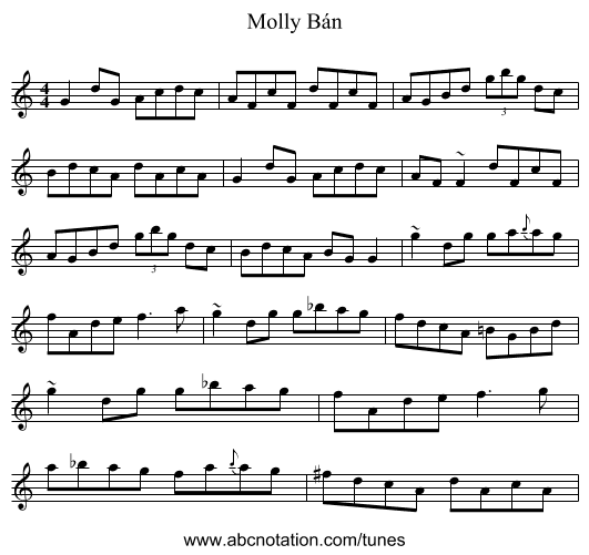 Molly Bán - staff notation