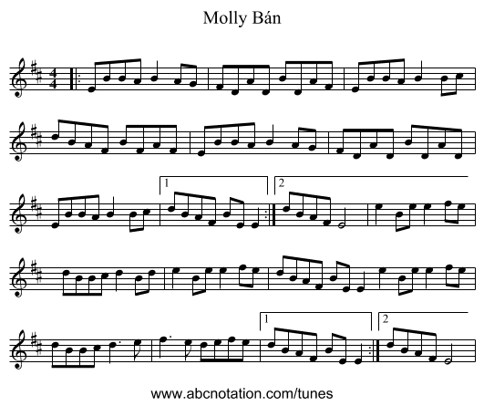 Molly Bán - staff notation
