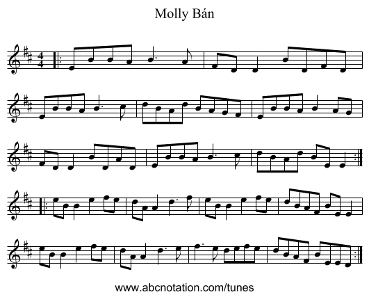 Molly Bán - staff notation