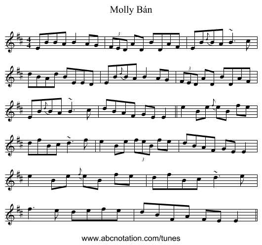 Molly Bán - staff notation