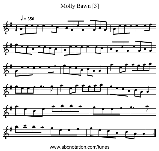 Molly Bawn [3] - staff notation