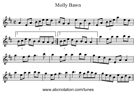 Molly Bawn - staff notation