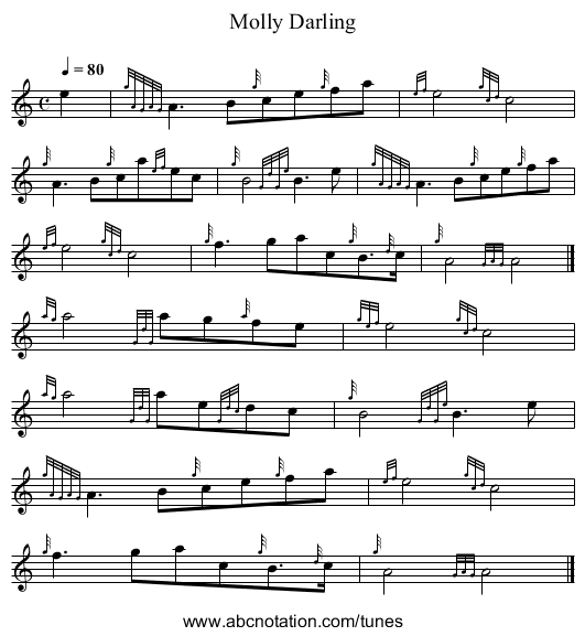 Molly Darling - staff notation