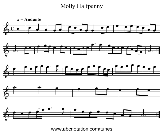Molly Halfpenny - staff notation