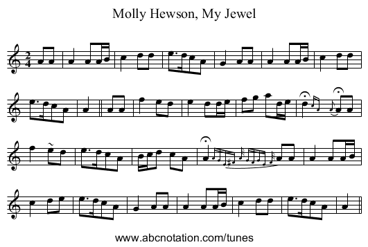 Molly Hewson, My Jewel - staff notation