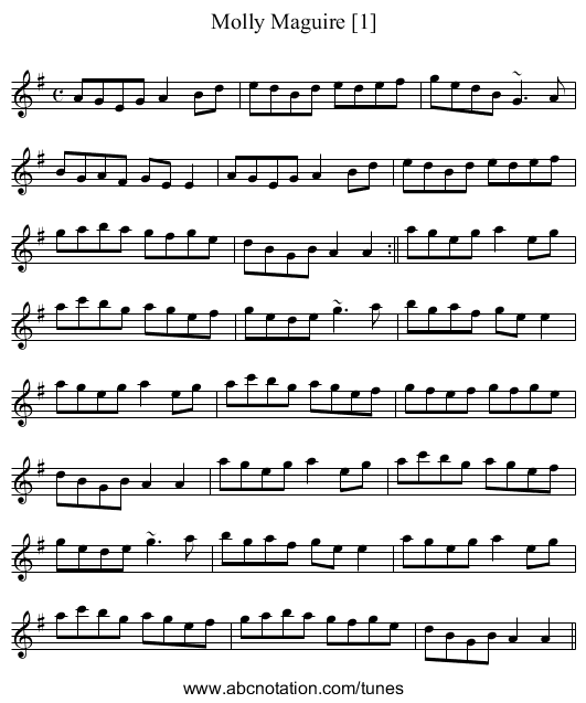 Molly Maguire [1] - staff notation