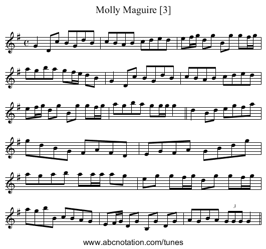 Molly Maguire [3] - staff notation