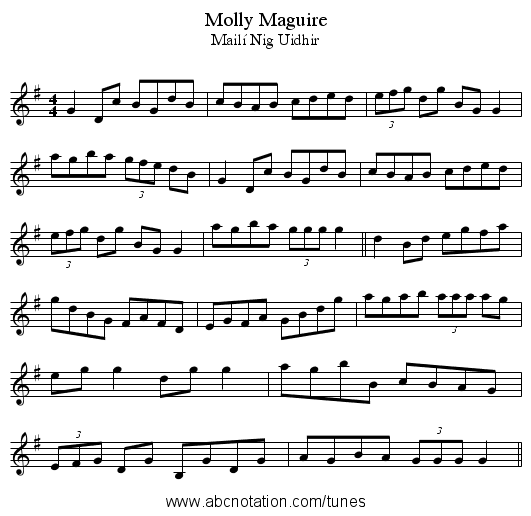Molly Maguire - staff notation