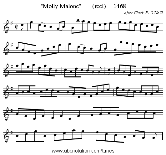 Molly Malone       (reel)     1468 - staff notation