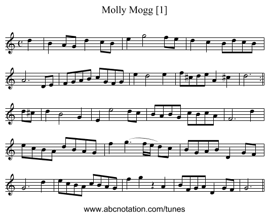 Molly Mogg [1] - staff notation