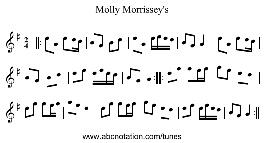 Molly Morrissey's - staff notation