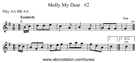 Molly My Dear   #2 - staff notation