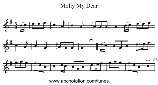 Molly My Dear - staff notation