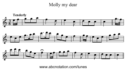 Molly my dear - staff notation