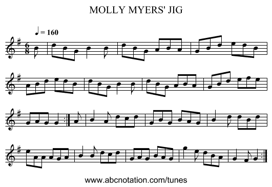 MOLLY MYERS' JIG - staff notation