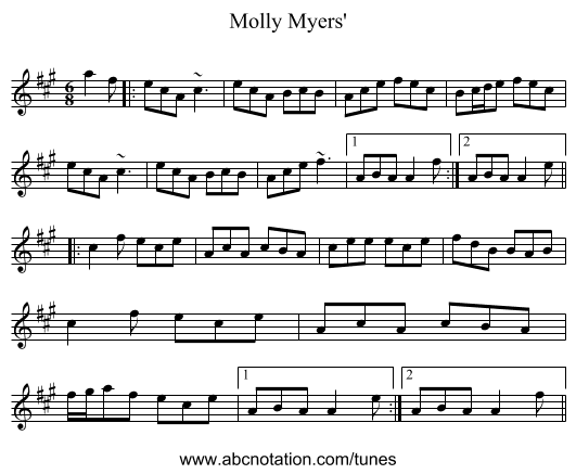 Molly Myers' - staff notation