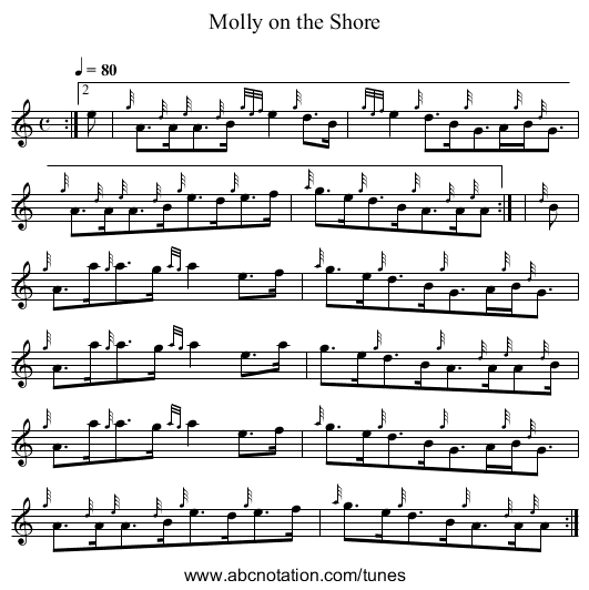 Molly on the Shore - staff notation