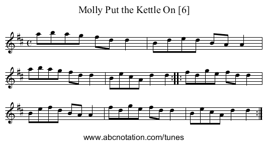Molly Put the Kettle On [6] - staff notation
