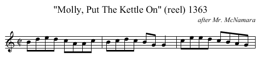 Molly, Put The Kettle On (reel) 1363 - staff notation