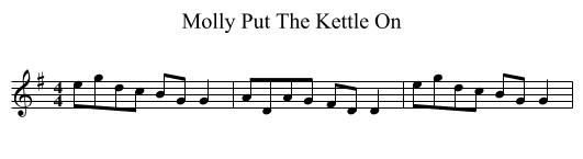 Molly Put The Kettle On - staff notation