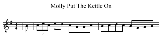 Molly Put The Kettle On - staff notation
