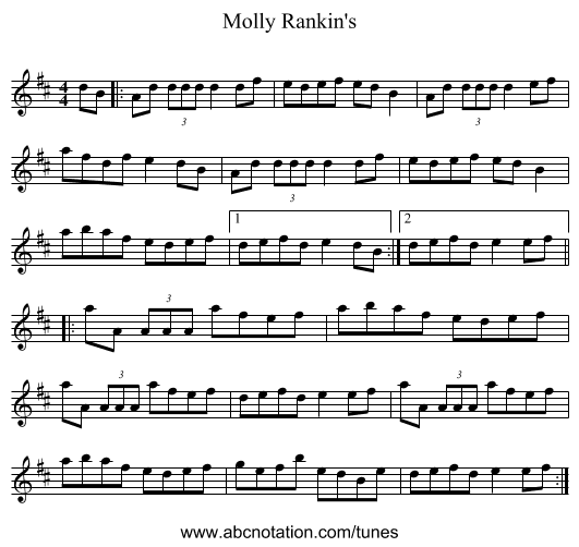 Molly Rankin's - staff notation